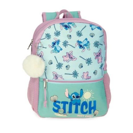 Mochila Stitch Just Chill con Stitch en la playa y pompón